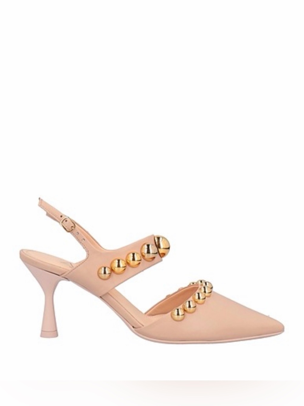 Agl Blush Pink Pointed Slingback Heels with Gold Stud Details